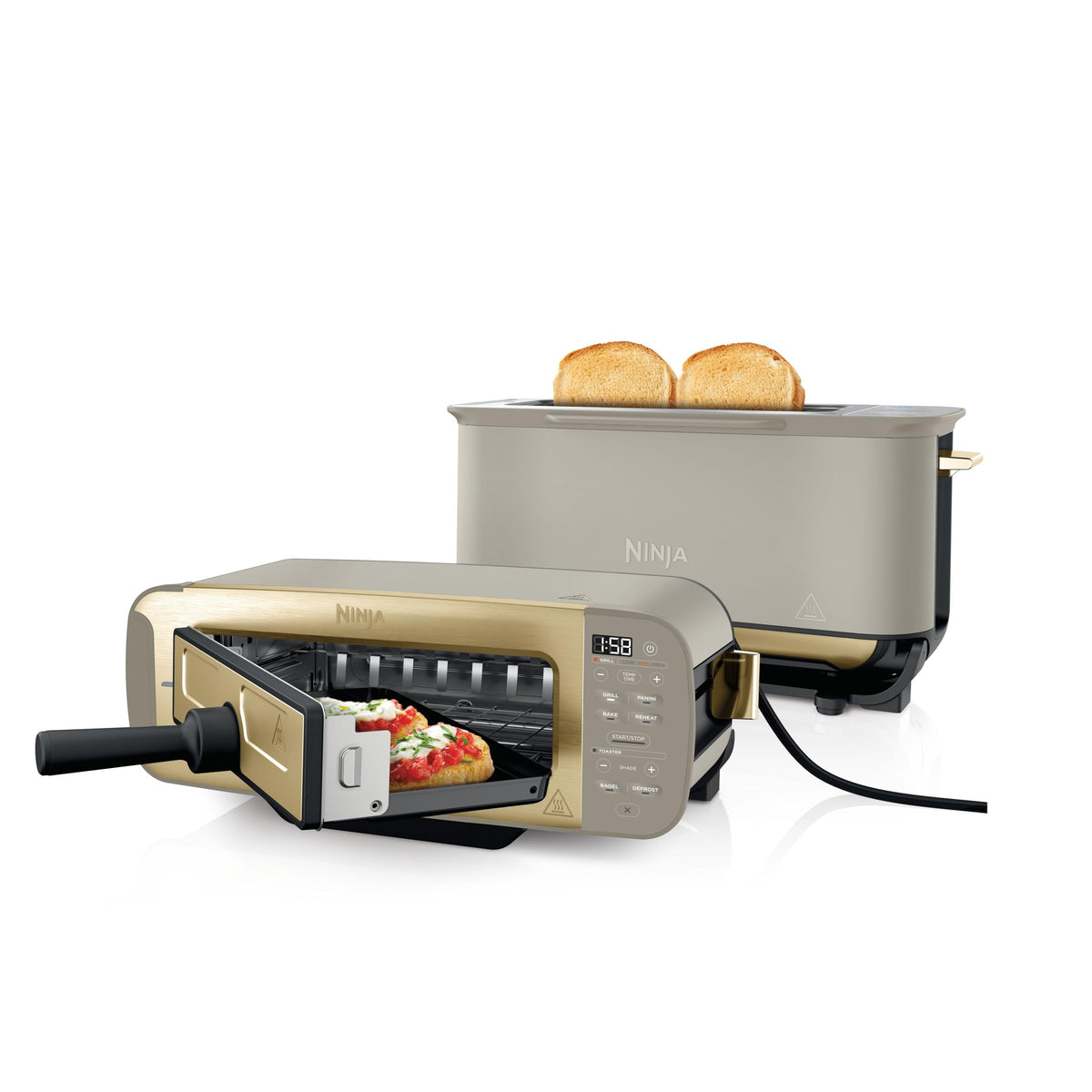 Ninja Foodi 3-en-1, Grille-Pain, Grill et Presse-panini, 7 Fonctions de Cuisson, inclut un Presse-panini, un Plateau de Cuisson et un Bac à Miettes, S