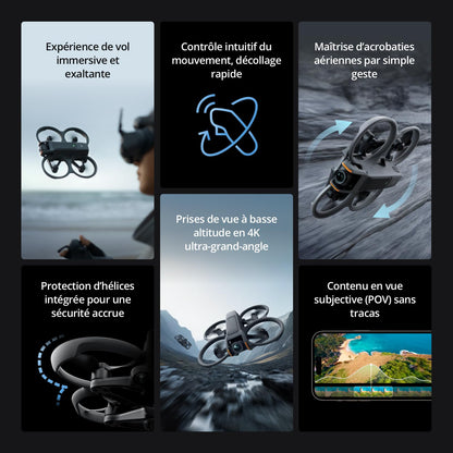 Bundle Fly Smart DJI Avata 2 (une batterie), drone FPV avec caméra 4K, expérience immersive, protection d’hélice intégrée, FOV de 155°, drone caméra a