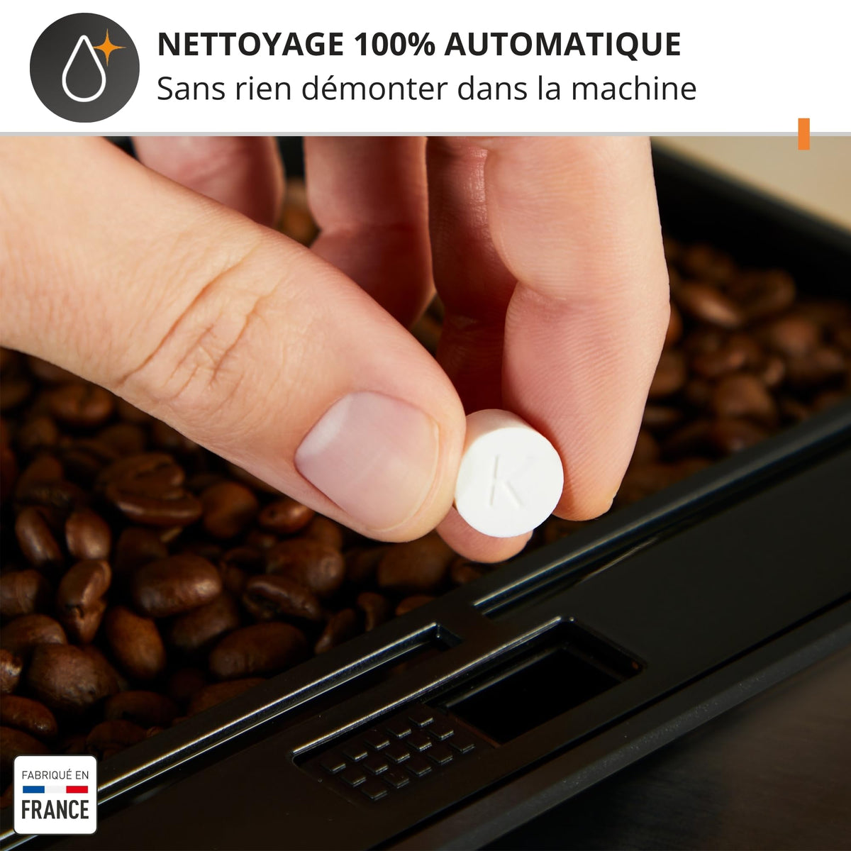 Krups Essential, Machine à café grain, Expresso automatique, 2 tasses simultanées, Ecran LCD, Nettoyage automatique, Buse vapeur, Pot à lait inox Cappuccino, Noire, EA816031