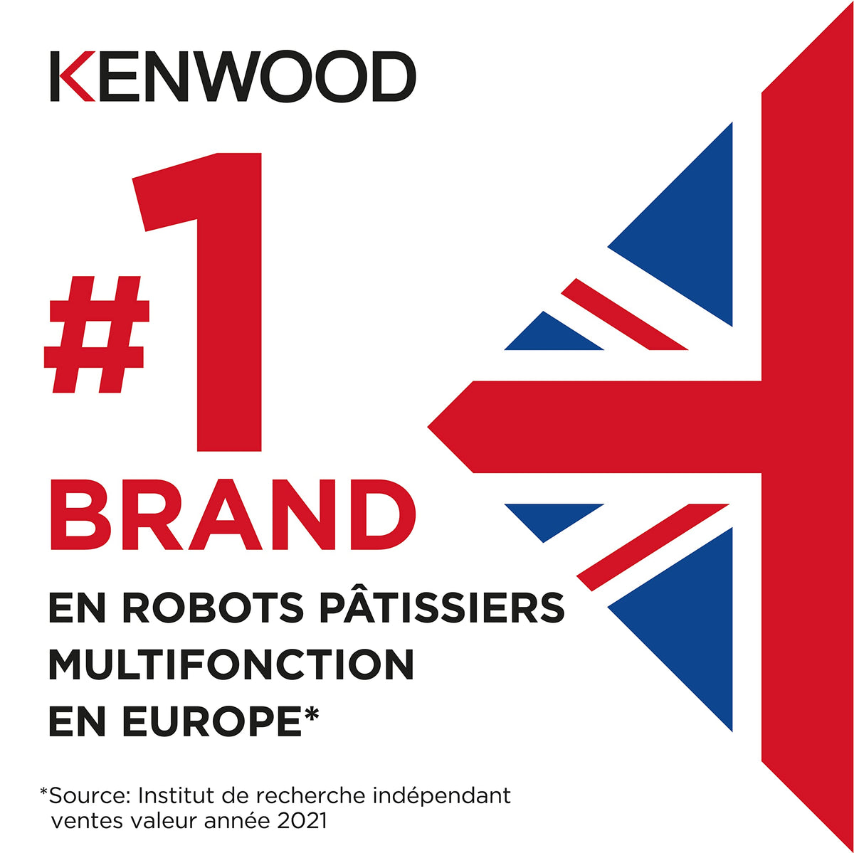 Kenwood Titanium Chef Baker KVC85.004SI Robot Patissier avec Balance Intégrée, Inclus Ensemble Pâtisserie 3 Pièces, Bol de Mélange de 5L et 3.5L, Régulateur de Vitesse Progressif, 1200W, Argenté