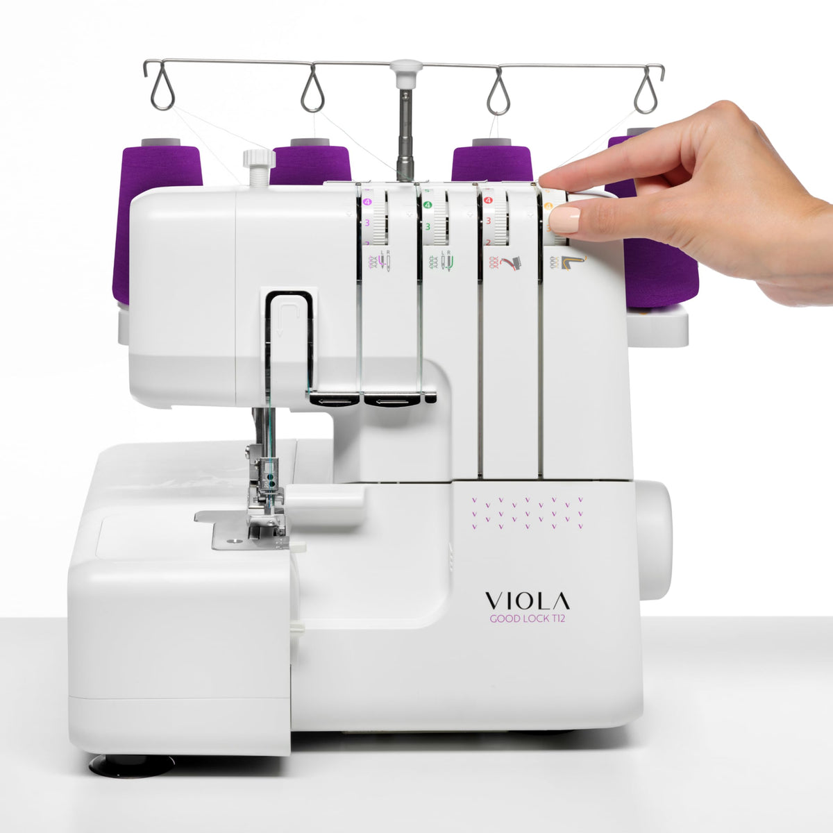 VIOLA Look T12 Machine à Coudre avec 12 Points Couture, Overlock avec Différentiel, Couette Bras Libre, Blanc