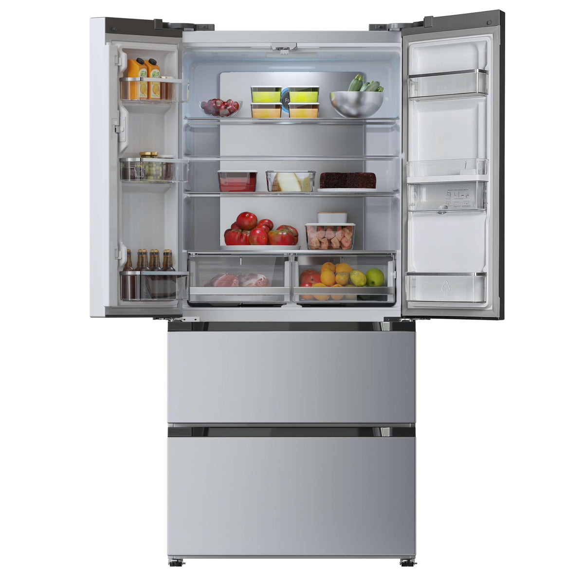 Cecotec Réfrigérateur à Double Porte en Inox avec Distributeur d'Eau de 510 L Bolero CoolMarket FD 510 WD Inox E. 183 cm de Hauteur, 84 cm de Largeur, Moteur Inverter Plus, NoFrost Total