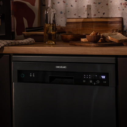 Cecotec Lave-Vaisselle Indépendant de 60 cm Bolero Aguazero 6200 Dark D, 1850W, 14 Couverts, 6 Programmes, Dual Zone Wash, Turbo Dry+, Demi-Charge, Dé