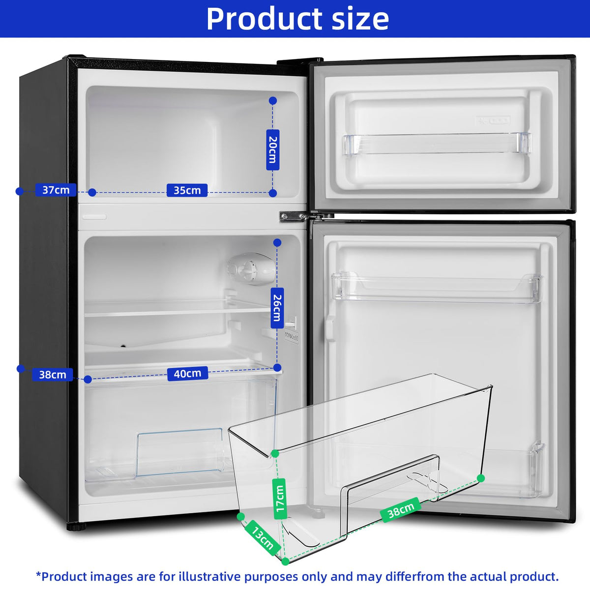 CHIQ Réfrigérateur congélateur en haut Réfrigérateur congélateur - 86 L (61/25L) - Portes réversibles, Congélateur 4 étoiles, Machine à glaçons, Garantie compresseur 12 ans, Classe E