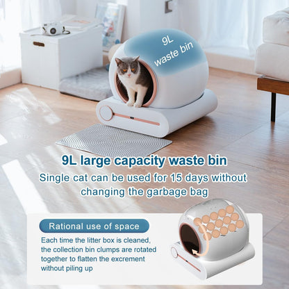 Megonia Litière Autonettoyante Chat Automatique: 2.4GHz WiFi Con App Contrôle à Distance 65L Grande Capacité Anti-Pincement/Fuites/Odeur pour Famille