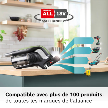 Bosch, aspirateur Balai sans Fil, Unlimited 9, Batterie 3.0 Ah, Technologie MicroClean, bac à poussières Facile à Vider, éclairage LED, Vert, BBS921TBA