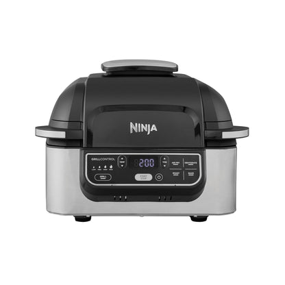 Ninja Foodi Grill & Air Fryer, 5,7L, 5 Fonctions de Cuisson Air Fry, Grille, Cuit, Rotis et bien plus, Pièces Lavables au Lave-vaisselle, Noir/Argent AG301EU