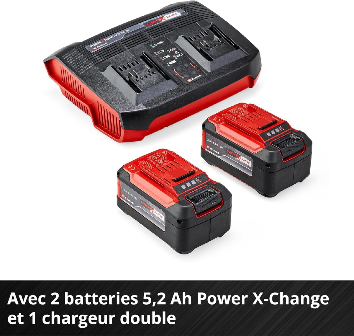 Einhell Professional Tondeuse à gazon sans fil RASARRO 36/42 Kit Power X-Change (36V, largeur de coupe: 42 cm, Bac 50L, moteur sans charbon) Livré avec 2 Batteries 5,2 Ah + Chargeur double