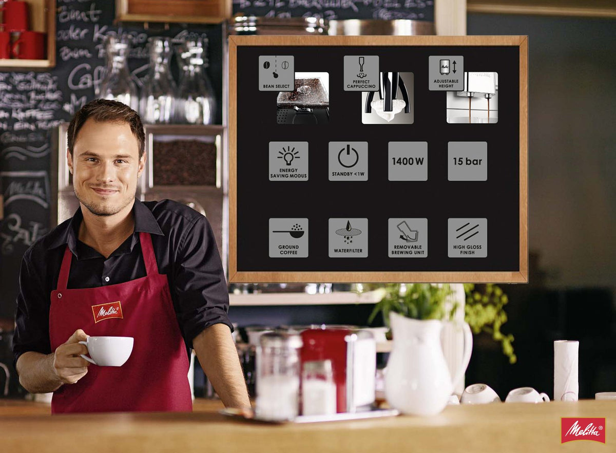 Melitta E 960-107 Caffeo Bistro- Machine Automatique à Café Expresso- Cappuccino- Argent- 15 bars