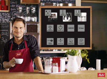 Melitta E 960-107 Caffeo Bistro- Machine Automatique à Café Expresso- Cappuccino- Argent- 15 bars