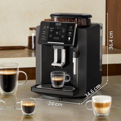 KRUPS Machine à café à grains, 5 boissons en accès direct, Interface tactile couleur & Cartouche Aqua Filter Claris F08801