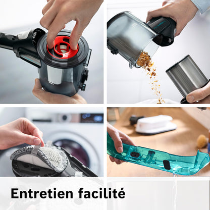 Bosch, aspirateur sans Fil 2 en 1, Unlimited 7 ProHygiène, Brosse Aqua 2 en 1, la Brosse motorisée AllFloor DynamicPower, Blanc, BCS71HYG2