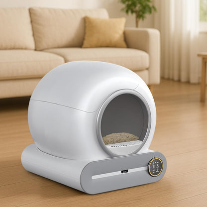 Litiere Chat Autonettoyante Bac à Litter Automatic 65L Bac à Litière pour Chat Automatique, Contrôle par Application, Anti-fuites/Pincement/pour Plusi