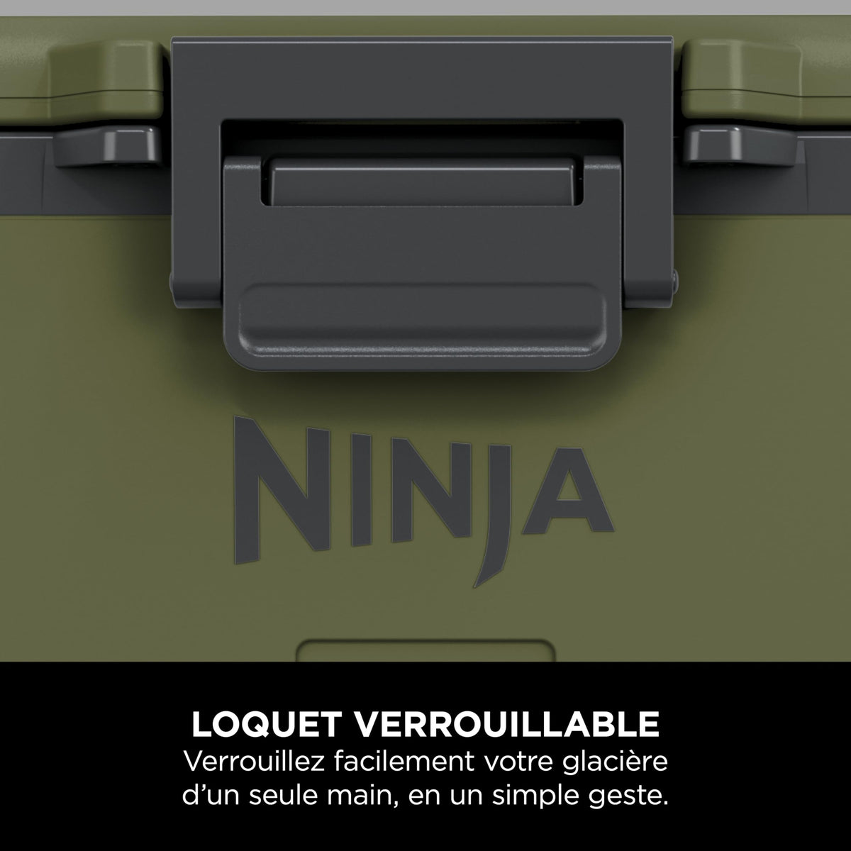Ninja FrostVault Glacière Robuste et Isotherme, avec Roues et tiroir de Stockage à Sec Dry Zone, Conserve la Glace Plusieurs Jours, Olive