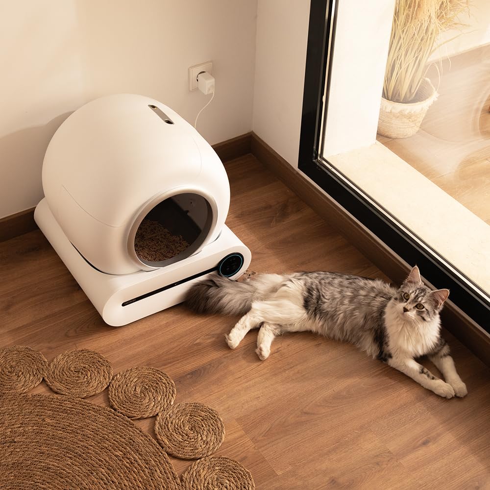 Cecotec Bac à Litière Autonettoyant pour Chats Pumba 8500 CleanKitty Smart. Triple Système de Désodorisation, Contrôle Via WiFi et Écran, Silencieux et Sûr avec Capteur Infrarouge, Bac de 65L