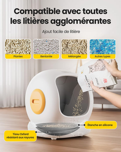 Wolmds Litière Chat Autonettoyante UBPet C20 – Bac Litière Automatique 75L, Idéal pour Plusieurs Chats, Anti-Fuites, Anti-Odeur, Sécurité Renforcée