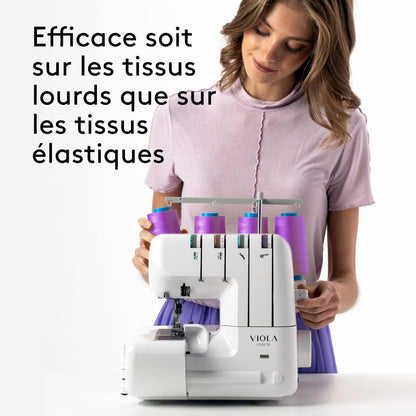 VIOLA LOOK T8 Surjeteuse avec Différentiel, Enfilage Simplifié, Machine à Coudre Overlock Facile à Utiliser 2/3/4 Fils, Lumière LED, Silencieuse