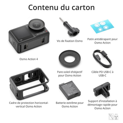 DJI Bundle Osmo Action 4 Essentiel - Caméra d’Action étanche 4K/120 IPS avec capteur 1/1,3 Pouce, des Images saisissantes en Basse lumière, des Couleurs D-Log M 10 Bits, Batterie 1 770 mAh prolongée
