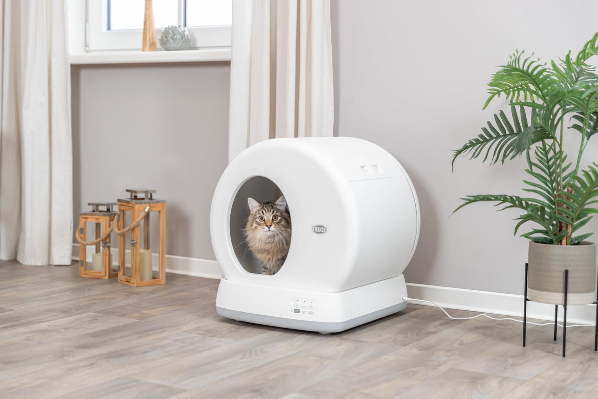 TRIXIE "Bac à Litière Autonettoyant, Nettoyage Automatique, pour Chats à Partir de 1,5 kg/4 Mois, Plastique, 53 × 55,5 × 52 cm, Blanc - 40040