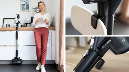 Bosch Electroménager Unlimited 7, BBS711W, aspirateur Balai, autonomie de 40 Min, Brosse motorisée avec éclairage LED, Batterie 3.0 Ah Power for All, Tube Flexible, Poids léger, Accessoires, Blanc