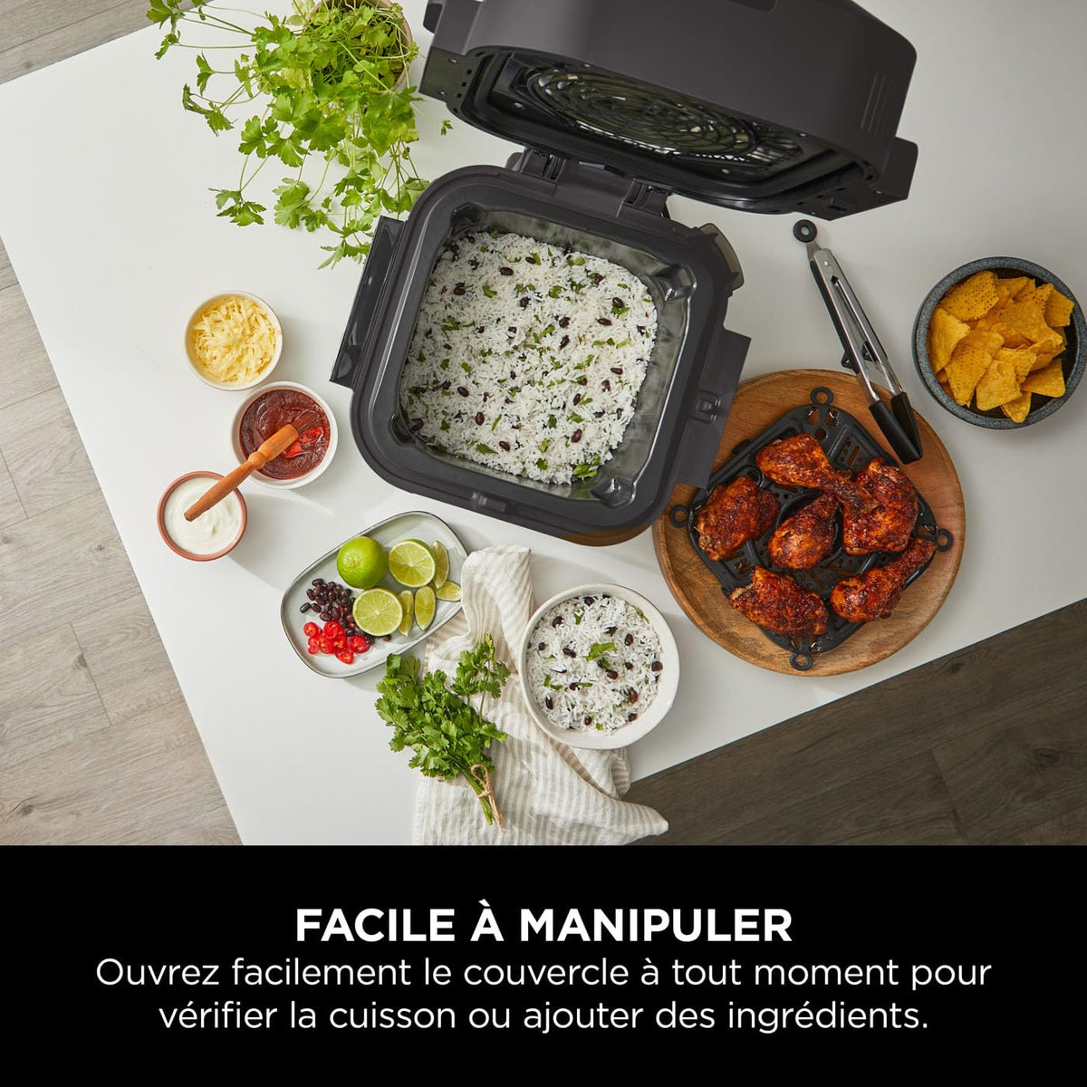 Ninja Speedi 10-en-1 Autocuiseur rapide, Air Fryer, Friteuse à air et Multicuiseur, 5.7L, Repas pour 4 en 15 minutes, Vapeur, Gril, Cuire au four, Rôtir, Mijoter et plus, Noir et Cuivre ON400EUCP