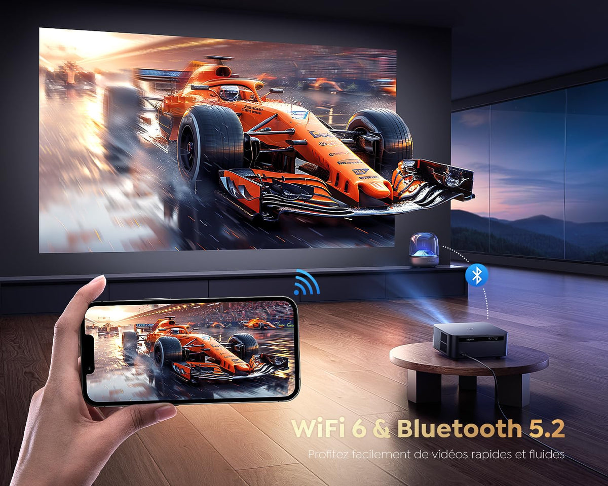 Vidéoprojecteur 4K【1500 ANSI/Google TV】 Netflix/Disney+ Officiel, Auto Focus/Keystone Projecteur WiFi6 Bluetooth Full HD 1080P, Contrôle Vocal, Zoom 50% Projecteur Vidéo de Jour Home Cinéma/Extérieur