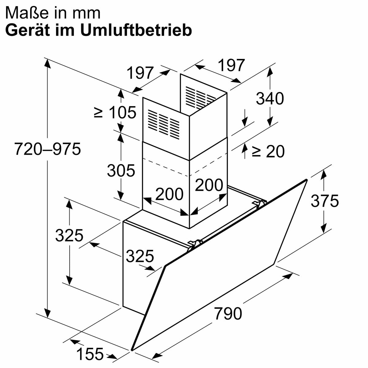 Bosch DWK85DK60 Série 2, Hotte murale, 4 vitesses d'aspiration dont 1 intensive, 80 cm, Noir avec finition en verre