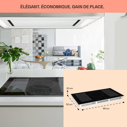 Klarstein Plaque de Cuisson Electrique à Induction 9300W, Plaque Encastrées 5 Feux, Tables de Cuisson Encastrable, Contrôle Tactile, Rechaud pour la Cuisine