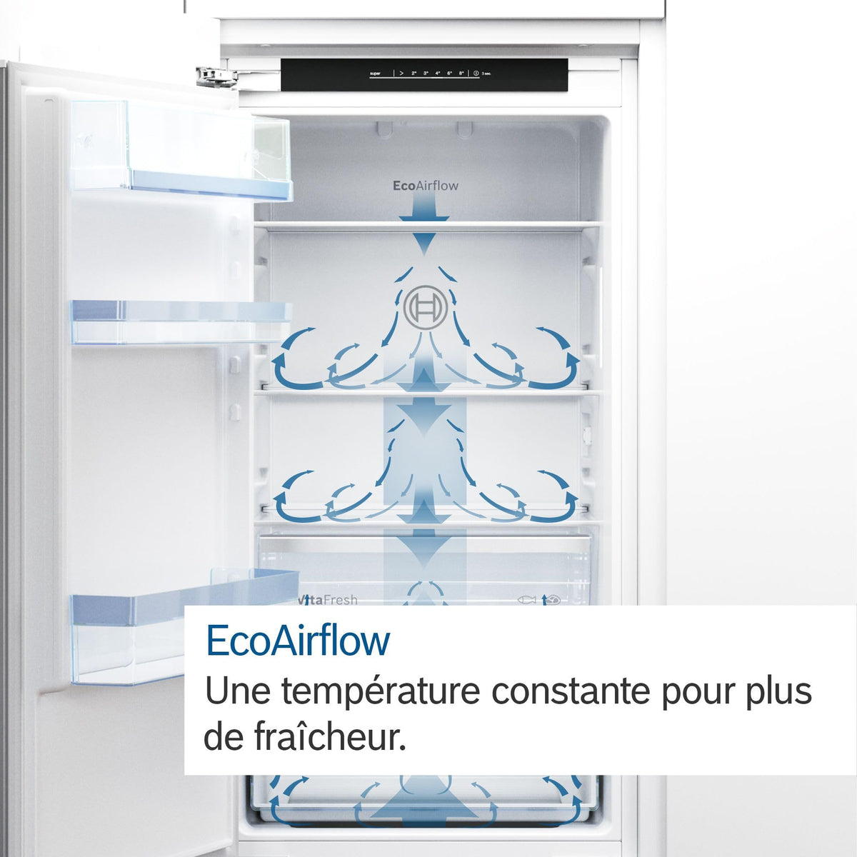BOSCH KIR41VFE0, Série 4, Petit réfrigérateur, Encastrable, 122,5 x 56 cm, 204 L