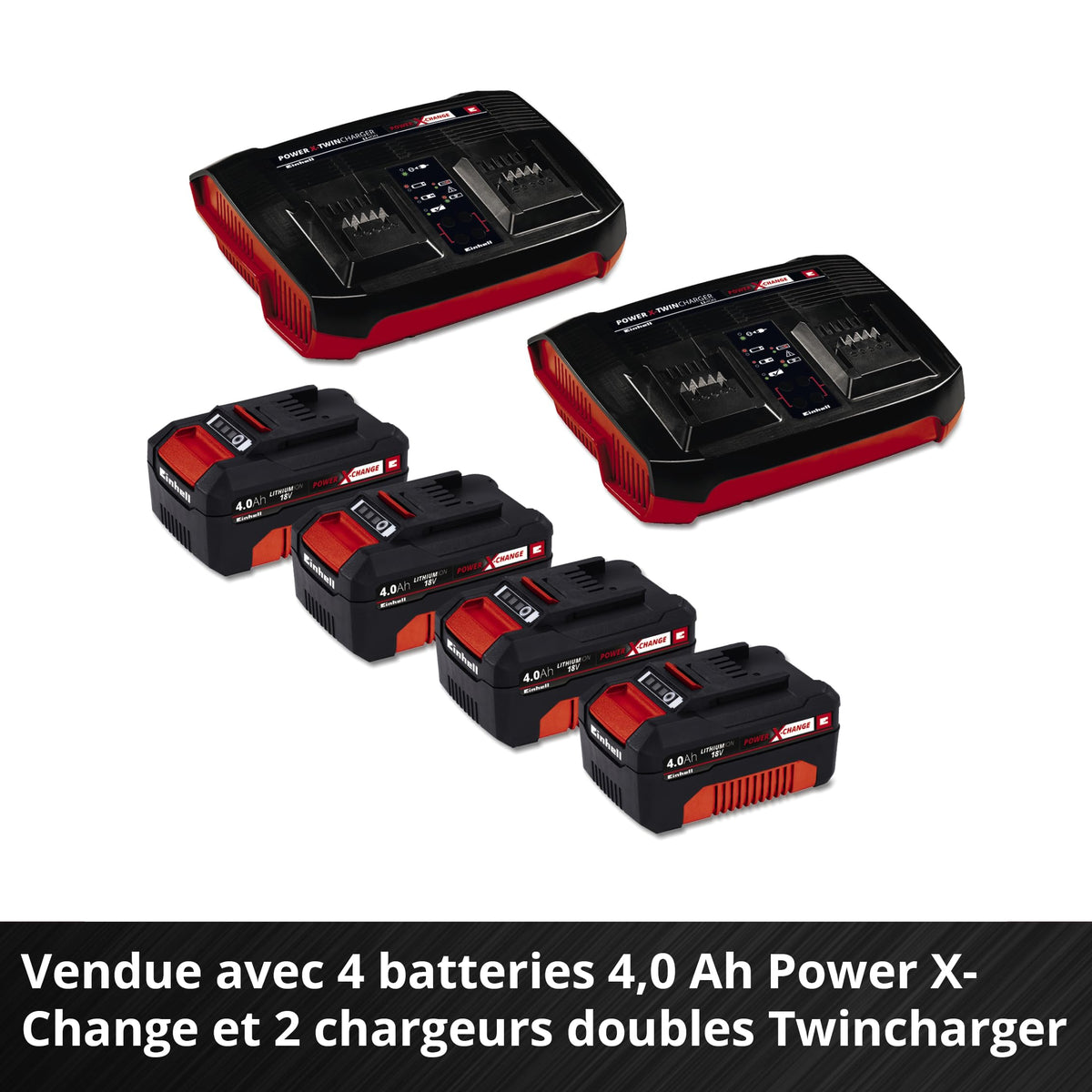 Einhell Professional Tondeuse à gazon sans fil GP-CM 36/47 S HW Li Power X-Change (36V, 47 cm largeur de coupe, autotractée, moteur sans charbon) Livré avec 4 Batteries 4,0Ah et 2 Chargeurs Doubles