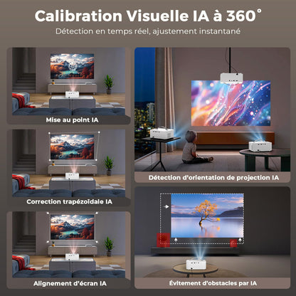 Videoprojecteur 4K【App Intégrée/1600 ANSI/Auto Focus/Keystone】 Dolby Audio 1080P Natif Projecteur Video, avec HDMI eARC, WiFi6, Bluetooth Lisowod Retr