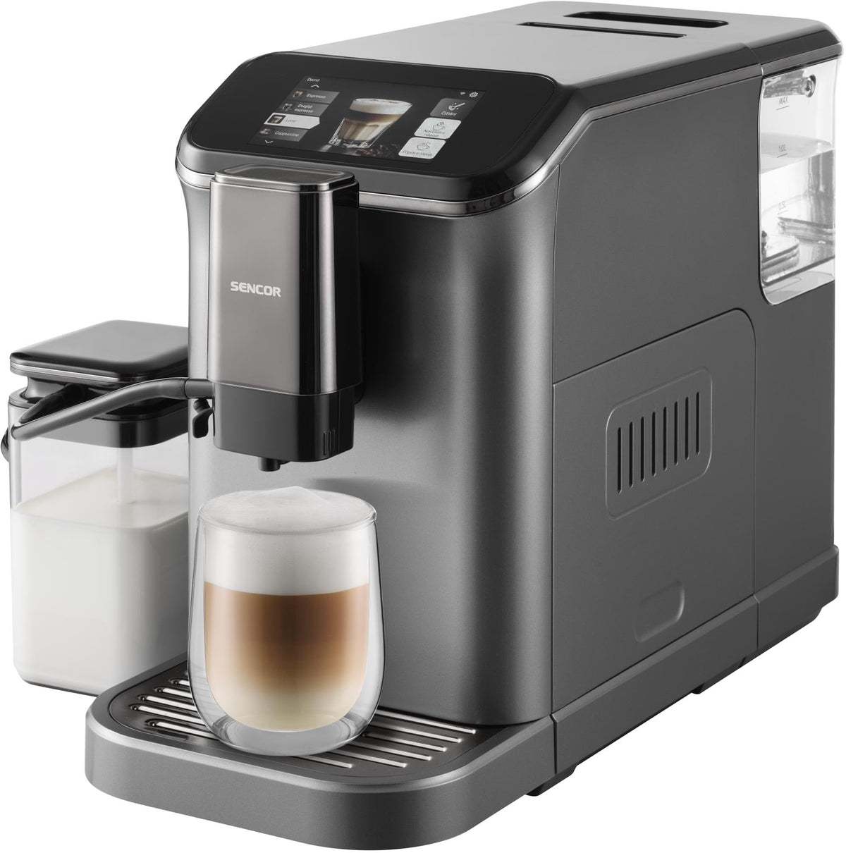 SENCOR Machine à Café Automatique avec Wi-Fi, Écran TFT, 20 Bars, Réservoir 1,5 L, Broyeur 15 Niveaux