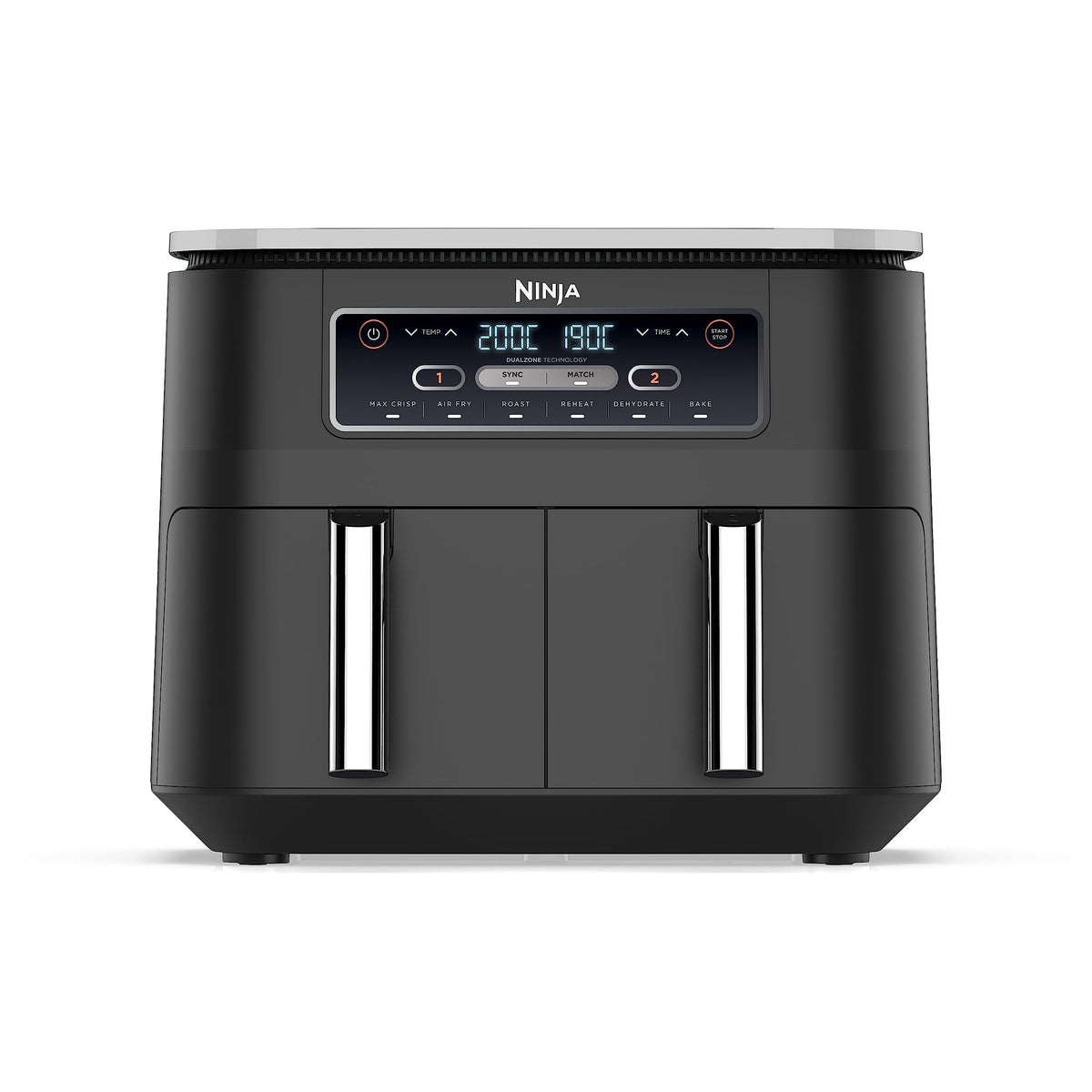 NINJA Foodi DualZone Air Fryer 2 Compartiments, 2 Zones de Cuisson Indépendentes, Capacité 7,6L, Air Fyer 6-en-1, Max 240°C, Pièces Antiadhésives Amovibles lavables au lave-vaisselle, Noir AF300EU