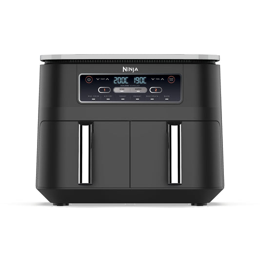 NINJA Foodi DualZone Air Fryer 2 Compartiments, 2 Zones de Cuisson Indépendentes, Capacité 7,6L, Air Fyer 6-en-1, Max 240°C, Pièces Antiadhésives Amovibles lavables au lave-vaisselle, Noir AF300EU