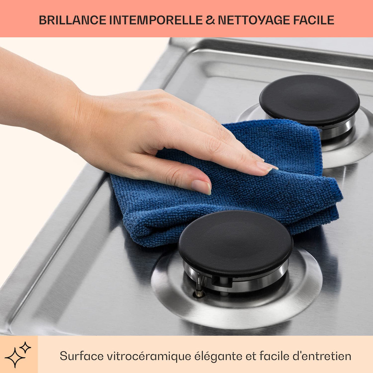 Klarstein Plaque de Cuisson Gaz à 5 Brûleurs, Table de Cuisson Encastrable à 5 Feux de 11100W, Cuisiniere, Gaziniere en Acier Inoxydable, Cuisinières GPL