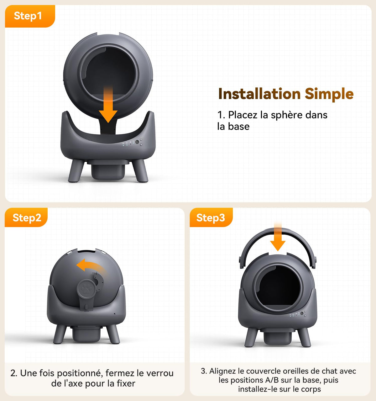 Litiere Chat Autonettoyante FEELNEEDY, Bac à Litière Automatique, Anti-Fuites/Anti-Pincement/Triple Anti-Odeur/Secure/Contrôle APP/Nettoyage Facile, Capacité Maximale de 65L