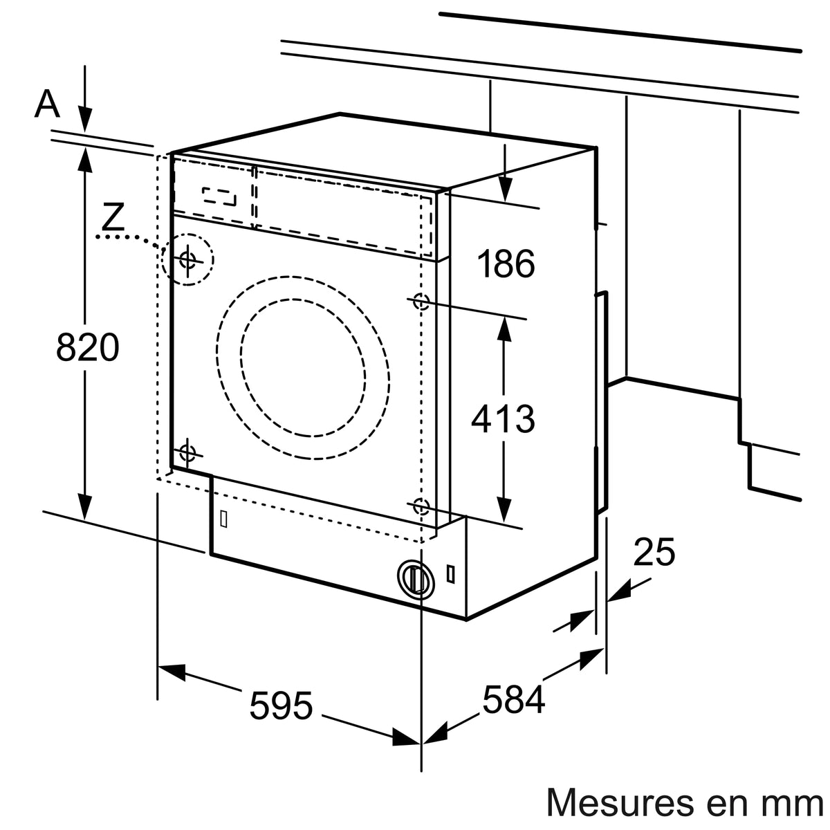 Bosch WKD28543FR, Lave-Linge Séchant Encastrable, Série 6, EcoSilence Drive, 7/4 kg, 1400 trs/min, 52 L