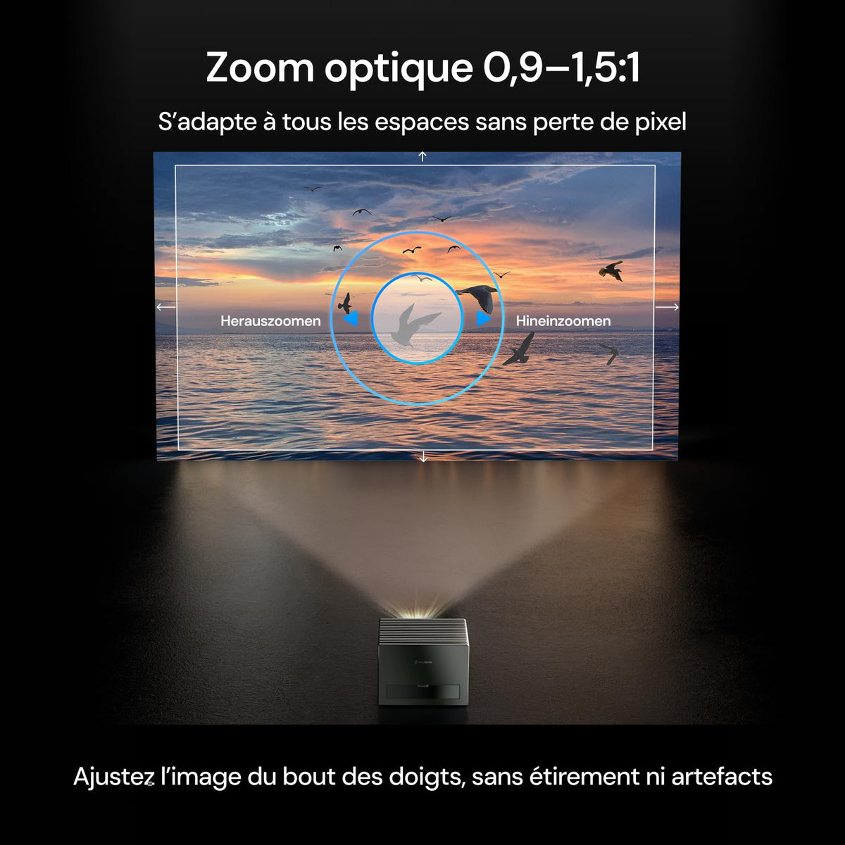 Valerion VisionMaster Pro Vidéoprojecteur Laser Triple 4K, 2500 ISO Lumens, Contraste 15000:1, Zoom Optique 0,9-1,5X, IMAX Enhanced, HDR10+, Faible Latence 4ms, Compatible Smart Homekit