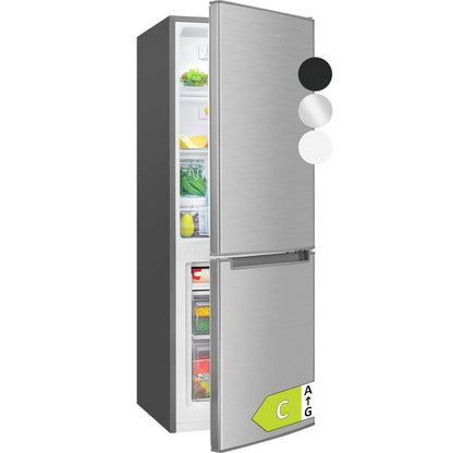 Bomann, Réfrigérateur et Congélateur 173L Inox KG7359 - Réfrigérateur 121L, Congélateur 52L, Éclairage LED, Contrôle Température, Alarme Ouverture, Économie Énergie, Dimensions 142,5x49,5x56 cm