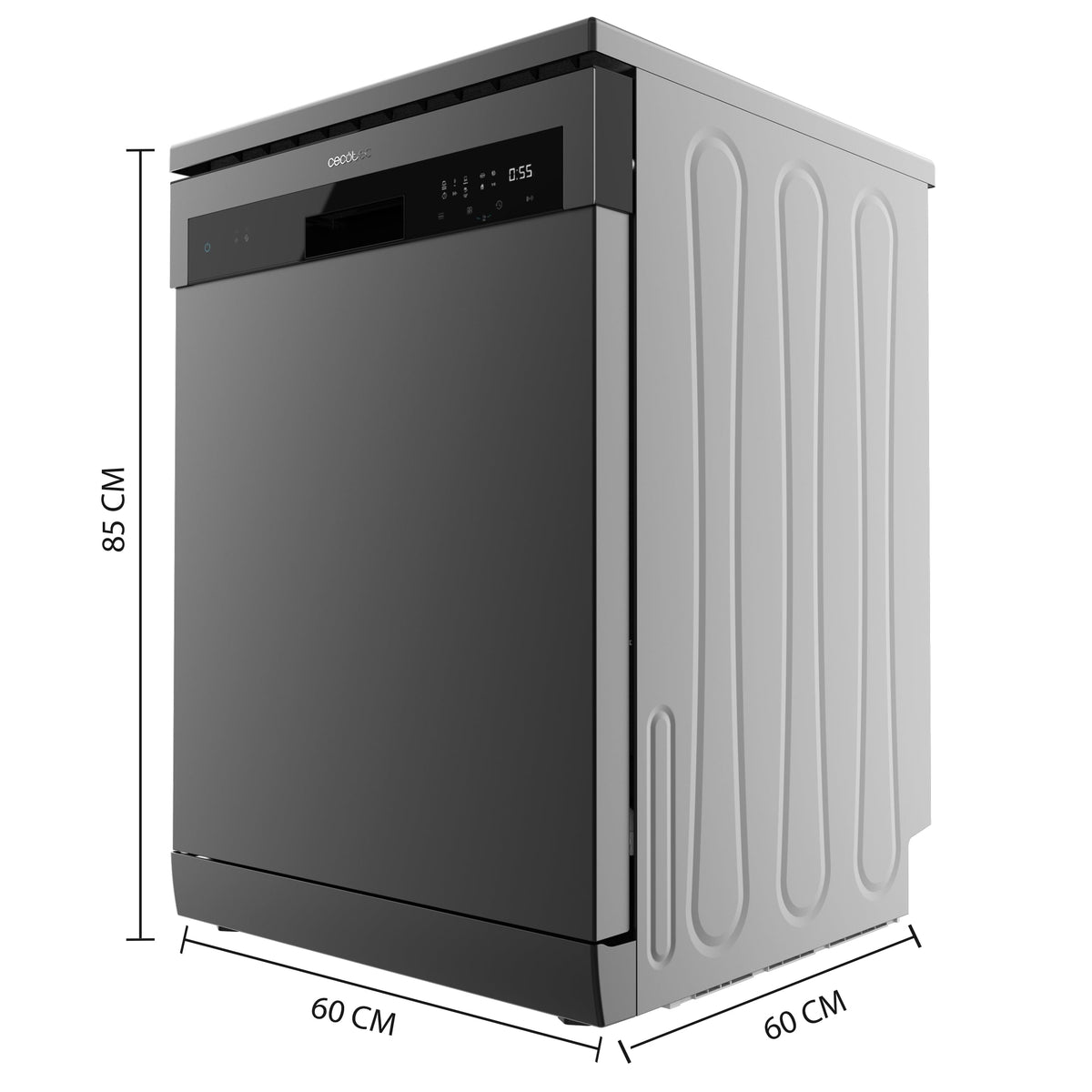 Cecotec Lave-Vaisselle Indépendant de 60 cm Bolero Aguazero 6200 Dark D, 1850W, 14 Couverts, 6 Programmes, Dual Zone Wash, Turbo Dry+, Demi-Charge, Dé
