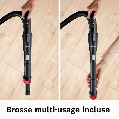 Bosch Electroménager, Série 6, ProSilence BGB6SIL1, aspirateur traîneau avec sac, niveau sonore de 66 dB(A), filtre hygiénique HEPA, moteur puissant, blanc
