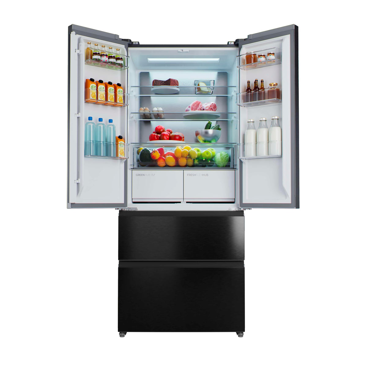 Cecotec Réfrigérateur Porte Française de 4 Portes Semi-Intégrable 458L Total No Frost Bolero CoolMarket F2D 458 SBI Dark E, Hauteur 189 cm et 83 cm Largeur, MetalFlexCooling, Compresseur Inverter