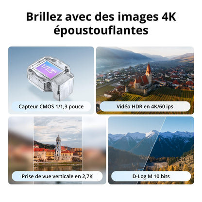 DJI Flip (radiocommande RC 2 avec écran), Drone Caméra 4K UHD Follow Me pour adultes, < 249 g, Nacelle à 3 axes, Transmission vidéo sur 13 km, Décollage palmaire, Temps de vol de 31 min