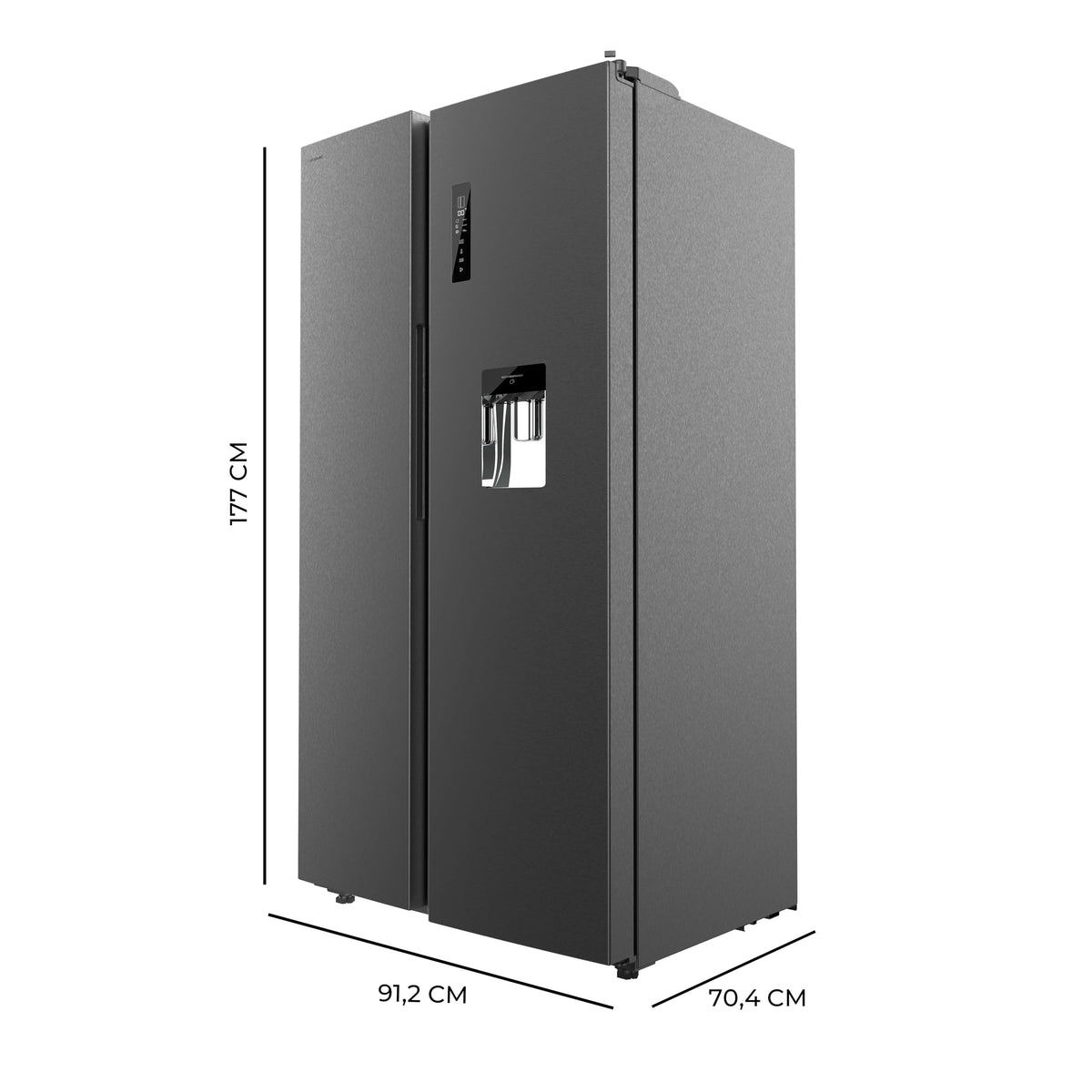 Cecotec Réfrigérateur Américain de 559 Litres Bolero CoolMarket SBS 562 Dark D. 177 cm de Hauteur et 90 cm de Largeur, Classe D, Système Multi Air Flow, No Frost Total, Moteur Inverter Plus