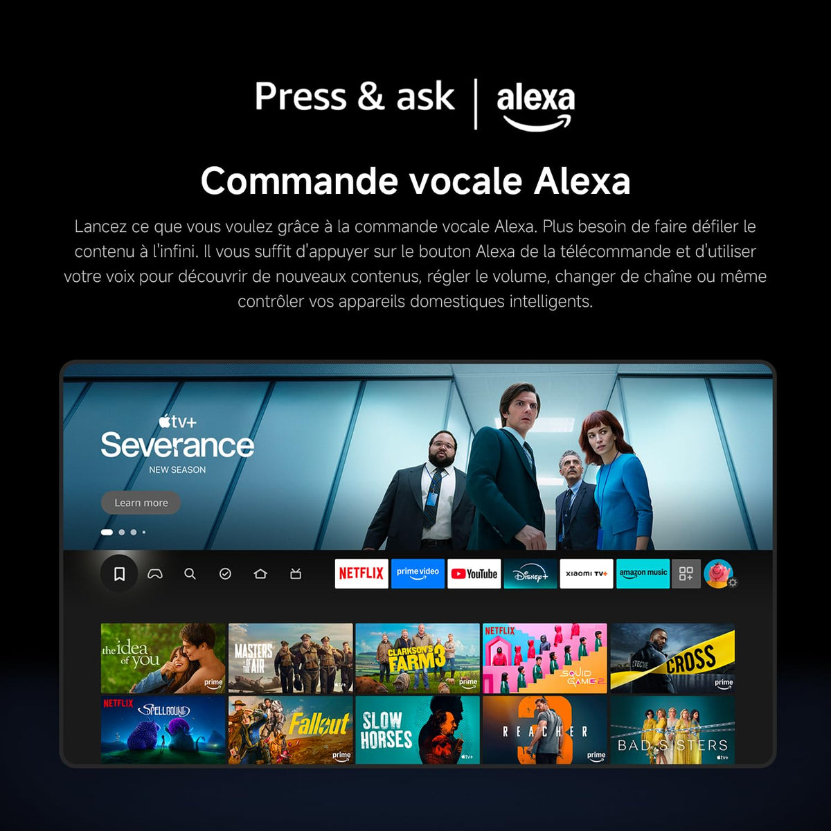 Xiaomi TV F 50, 127 cm (50 Pouces), 4K UHD, Smart TV, Fire TV, Contrôle Vocal Alexa, HDR10, MEMC, Mode Game Boost 120Hz, 2Go+32Go, Compatible avec AirPlay