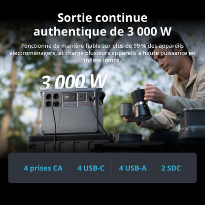DJI Power 2000, station électrique portable 2 048 Wh (Batterie LFP), format compact, sortie stable de 3 000 W, recharge de 0–80% en 45 min, générateur électrique portable pour maison & camping