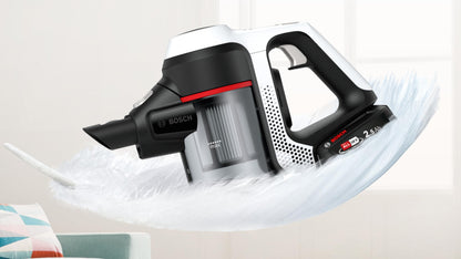 Bosch Electroménager Unlimited 6, BCS611AM, aspirateur Balai Rechargeable sans Fil, autonomie de 30 Min, performant sur différents Types de Sol, Accessoires Inclus, Blanc