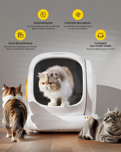 Wolmds Litière Chat Autonettoyante UBPet C20 – Bac Litière Automatique 75L, Idéal pour Plusieurs Chats, Anti-Fuites, Anti-Odeur, Sécurité Renforcée