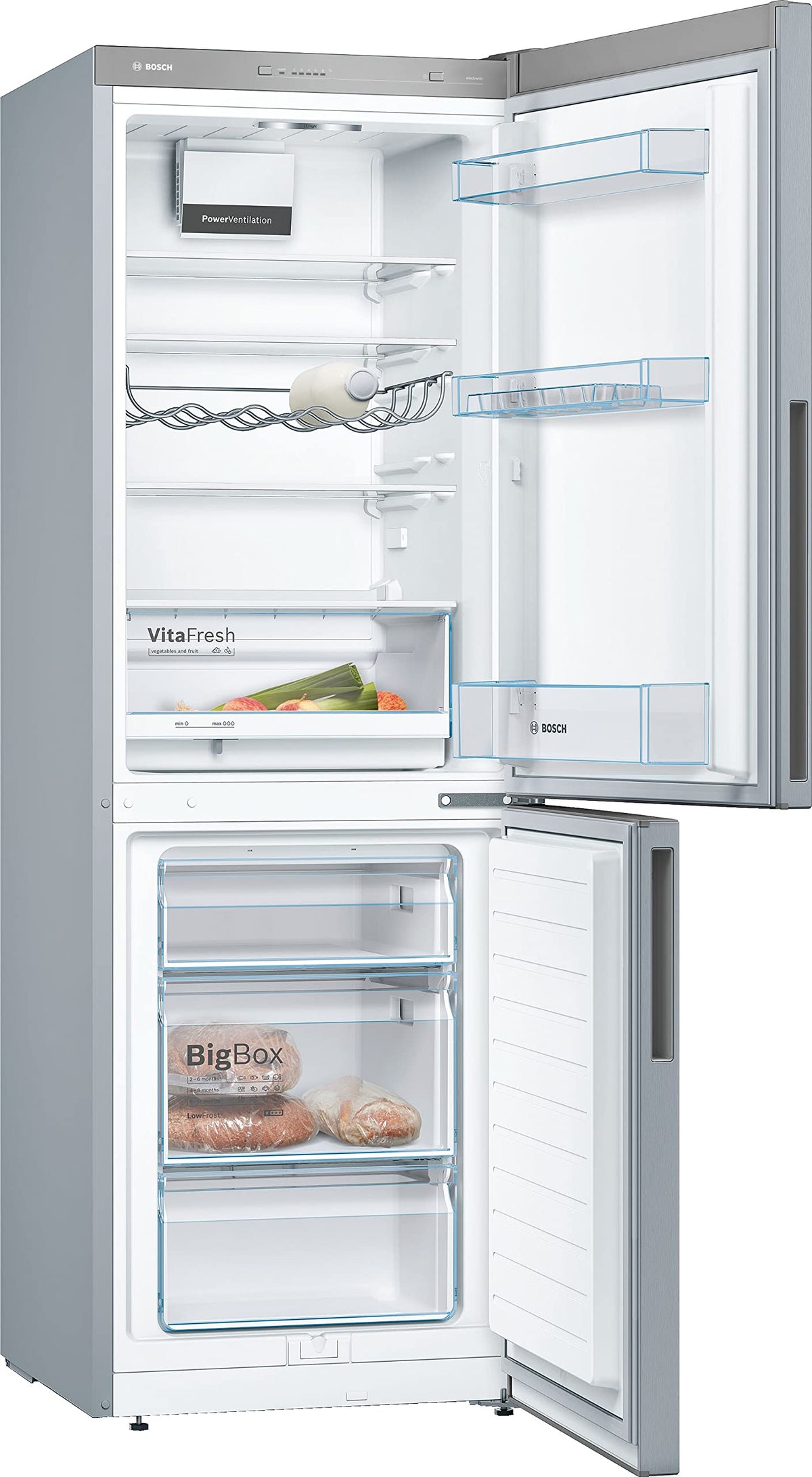 Bosch KGV33VLEAS - Réfrigérateur combiné pose libre - Série 4 - 288L - Froid brassé - L 60cm x H 176cm - Inox