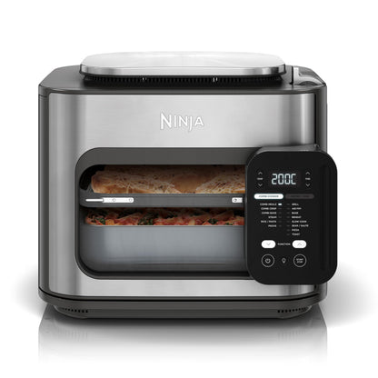 Ninja Combi 12-en-1 Multi-Cuiseur, Four & Friteuse sans huile, 12 Fonctions de Cuisson, Repas de Taille Familiale en 15 Minutes*, avec Plateau de Cuisson,Poêle et Guide de Recettes, Gris, SFP700EU.